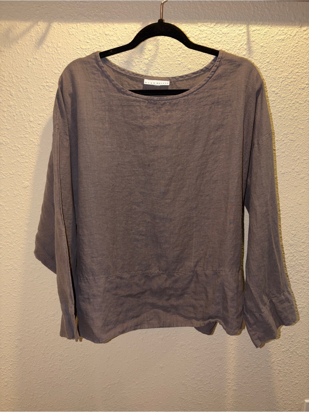 bryn Walker 100% Linen Scoop-Neck Tunic in Dusty Gray Made in USA